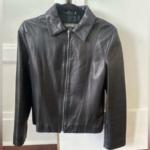 Country Road Zip Up Front Collared Leather Jacket